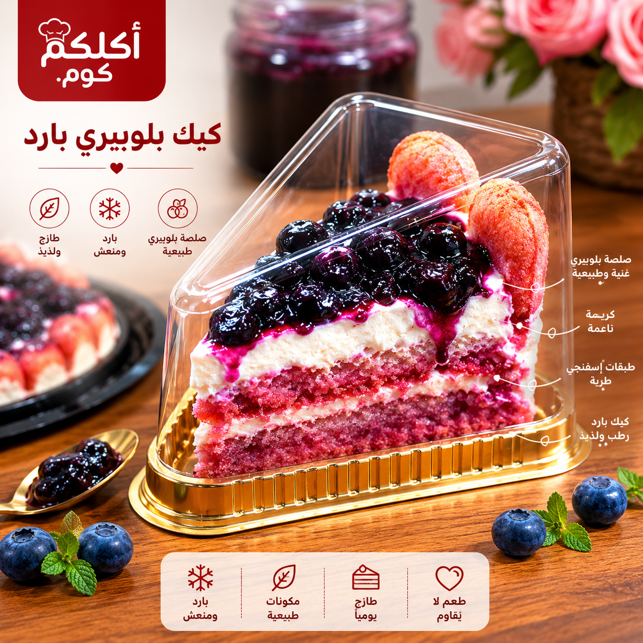 كيكة البلوبري الباردة المنعشة 🍇